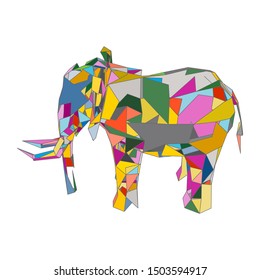 mosaics a elephant. abstract a elephant. pop art a elephant. lowpoly a elephant.