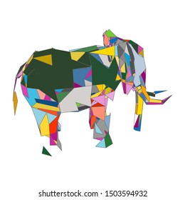 mosaics a elephant. abstract a elephant. pop art a elephant. lowpoly a elephant.