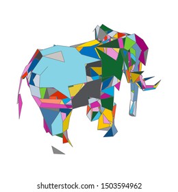 mosaics a elephant. abstract a elephant. pop art a elephant. lowpoly a elephant.