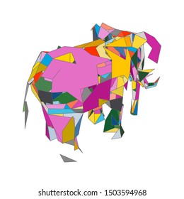 mosaics a elephant. abstract a elephant. pop art a elephant. lowpoly a elephant.