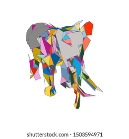 mosaics a elephant. abstract a elephant. pop art a elephant. lowpoly a elephant.