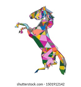 mosaics a horse. abstract a horse. pop art a horse. lowpoly a horse.