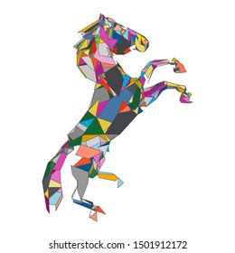 mosaics a horse. abstract a horse. pop art a horse. lowpoly a horse.