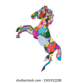 mosaics a horse. abstract a horse. pop art a horse. lowpoly a horse.