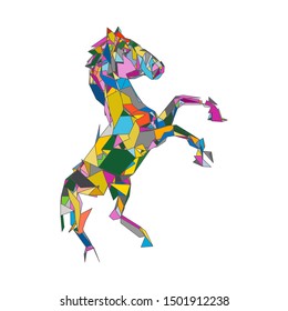 mosaics a horse. abstract a horse. pop art a horse. lowpoly a horse.