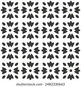 Mosaik seamless pattern. Modern outline shape geometric flowers pattern. Floral tile design element.