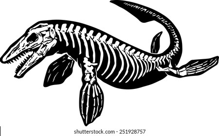 Mosasaur Silhouette With Skeleton