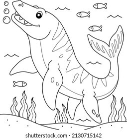 Mosasaurus Coloring Page Kids Stock Vector (Royalty Free) 2130715142 ...