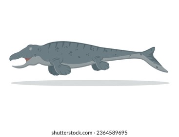 Mosasaurus Dinosaur Cartoon Character Vector Illustration