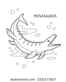 Mosasaurus dinosaur coloring page for kids