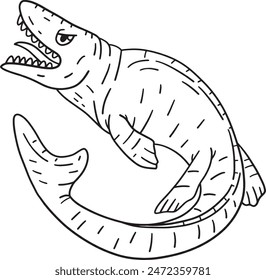 Mosasaurus Dinosaur Isolated Coloring Page 