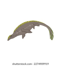 Mosasaurus-Dinosaurier schwimmen uralten Reptil. Amphibischer großer Basal-Dinosaurier-Cartoon-Charakter. Vektorschwimmdino, Fleischfresser Reptilien mit Flossen