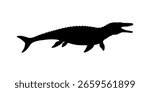 Mosasaurus silhouette vector flat illustration design.