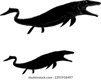 Mosasaurus, water dinosaur Silhouette Vector Art Graphic