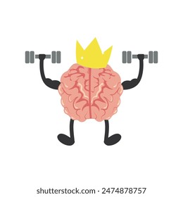 Moscot in the shape of a brain lifts dumbbells