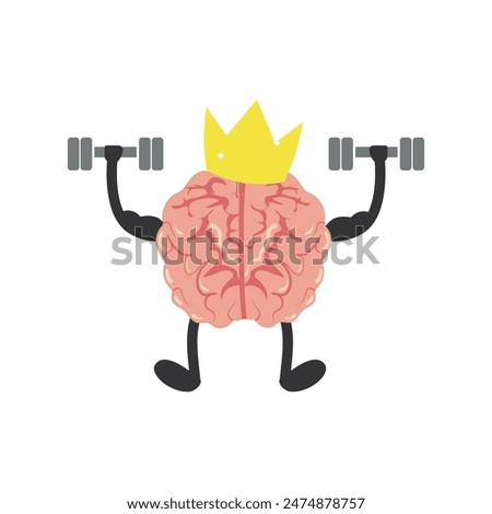 Moscot in the shape of a brain lifts dumbbells