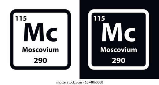 Moscovium Mc chemical element icon. The chemical element of the periodic table. Sign with atomic number. 
