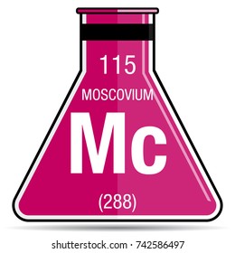 Moscovium symbol on chemical flask. Element number 115 of the Periodic Table of the Elements - Chemistry 