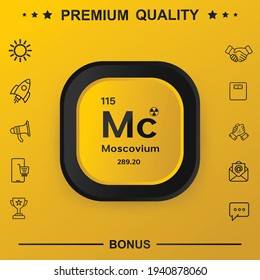 Moscovium symbol with yellow button
