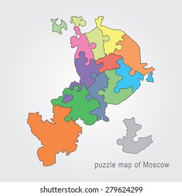 Moscow administrative map - puzzle