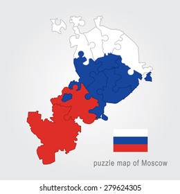 Moscow administrative map - puzzle flag