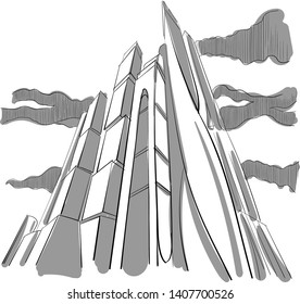 Moscow city building Russia perspective skyline business site vector illustration landmark