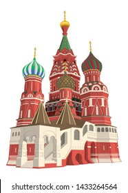 Moscow city colorful emblem with St. Basil's Cathedral Isolated on white.