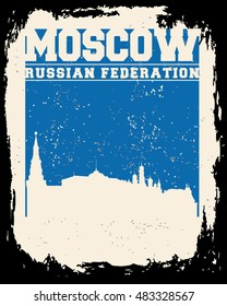 Moscow City concept. Logo. Label. T-shirt design. Creative poster design.