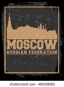 Moscow City concept. Logo. Label. T-shirt design. Creative poster design.