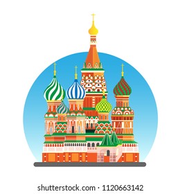 Moscow City flat vector illustration, St. Basil's Cathedral on Red square