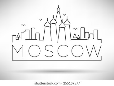 Moscow City Line Silhouette Typographic Design