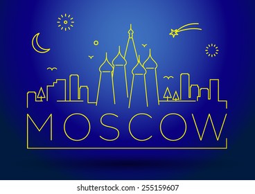 Moscow City Line Silhouette Typographic Design