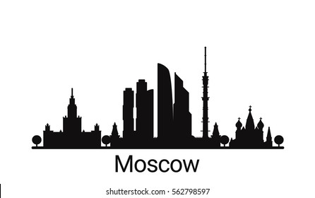 Moscow city outline skyline. All Moscow buildings - customizable objects, so you can simple change skyline composition. Minimal design.