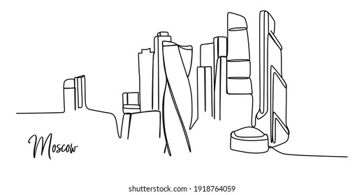 Moscow City Skyline - Continuous One Line Drawing