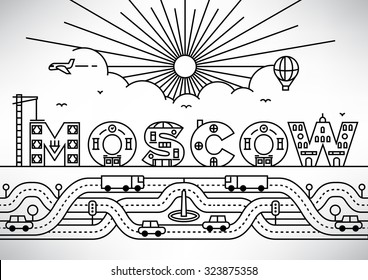 Moscow City Typography Design with Building Letters