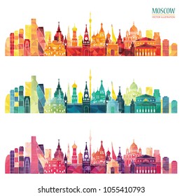 Moscow detailed skyline. Travel and tourism backgroung. Vector illustration