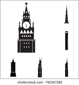 Moscow famous building icon. Set of famous building of the world icons on white background