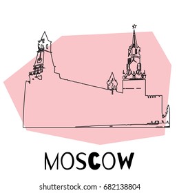 Moscow hand drawn poster. Vector illustration.