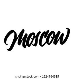 Moscow. handwritten modern calligraphy. typography design. Hand written type. Simple vector sign. Vector illustration.