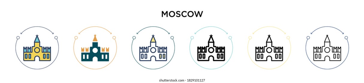 Moscow icon in filled, thin line, outline and stroke style. Vector illustration of two colored and black moscow vector icons designs can be used for mobile, ui, web