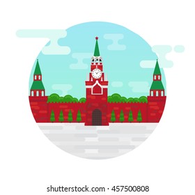 Moscow kremlin, a symbol of Russia's capital, vector flat illustration