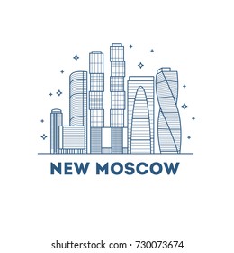 Moscow Linear Russia Landmark, Modern City Skyline, Vector Panorama.