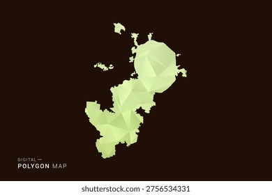 Moscow Map - Low poly polygon map in soft light green gradient on dark brown background, modern minimal geometric style, clean abstract vector illustration design.