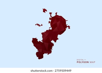 Moscow Map - Low poly polygon map in deep red gradient on light blue background, modern minimal geometric design, vector illustration with faceted triangulated style.