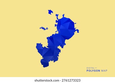 Moscow Map - Low poly polygon map in deep blue gradient on soft beige background, modern minimal geometric design, clean abstract vector illustration with faceted triangulated style.