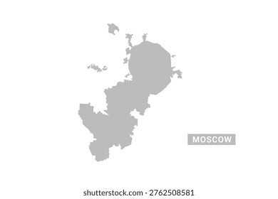 Moscow map - Minimal Flat Vector Illustration in Black and Gray, Isolated on White Background, Ideal for Infographics, Educational Use, Reports, and Presentations.
