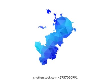 Moscow map - Polygon Style Vector Illustration in Blue Gradient, Low Poly Geometric Design, Isolated on White Background, Perfect for Infographics, Education, and Modern Presentations.