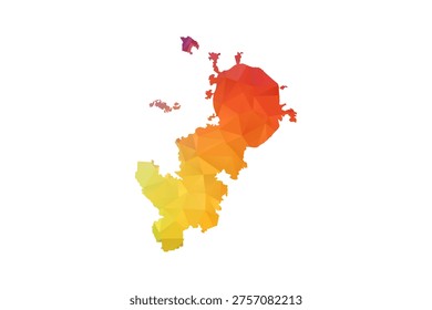 Moscow Map - Polygon Style Vector Illustration in Rainbow Gradient, Low Poly Multicolor Geometric Design, Isolated on White Background, Suitable for Reports, and Creative Projects.