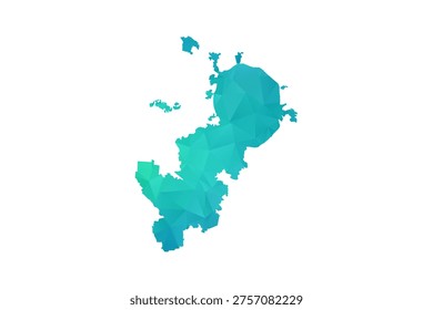 Moscow Map - Polygon Style Vector Illustration in Green and Blue Gradient, Low Poly Geometric Design, Isolated on White Background, Perfect for Infographics and Learning Use.