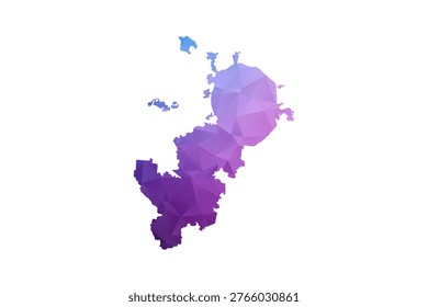 Moscow Map - Polygon Style Vector Illustration in Blue and Purple Gradient, Low Poly Geometric Design, Isolated on White Background, Ideal for Infographics and Learning Materials.